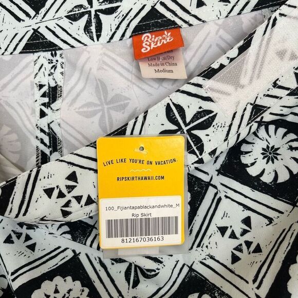 Rip Skirt Limited Edition Fijian Tapa Womens Medium Iconic Print Black White NWT - Picture 7 of 11